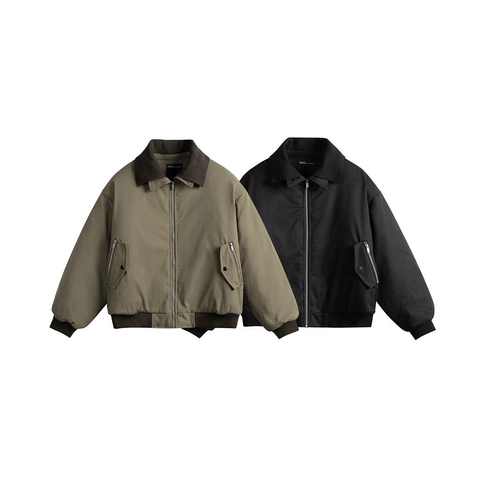 American Retro Cotton Men's Winter Jacket - Double Layer Lapel Workwear Style (MY95415)