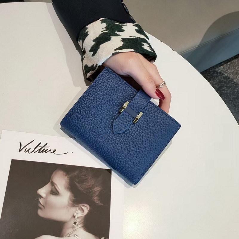 2025 Genuine Leather Women Wallets First Layer of Cowhide Short Purse Branded Design H Hasp Wallet Billfold Without Logo