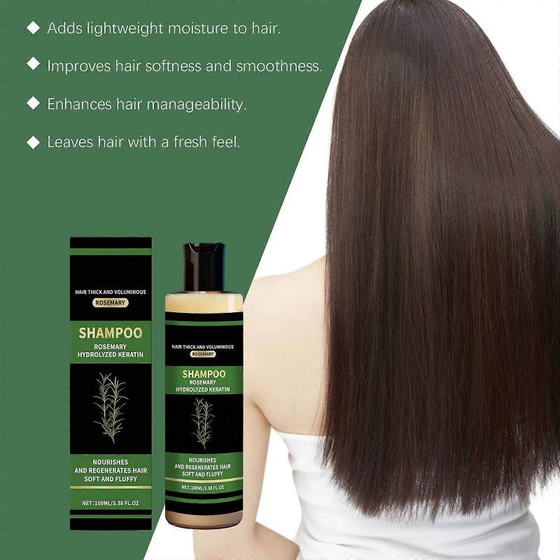 3x Hydrolyzed Keratin Rosemary Hair Growth Shampoo, Natural Thickening & Strengthening Shampoo for Nourished, Soft, Fluffy Hair