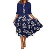 Women Floral Print Dress with Short Sleeve Cardigan and Pink Rose Design