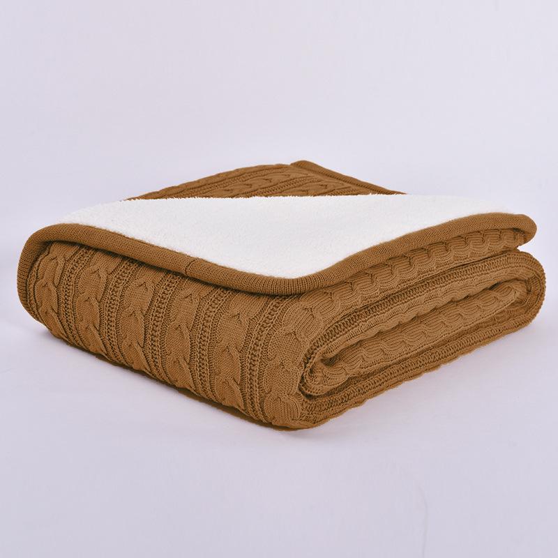 

Fleece-Lined Thickened Wool Cable Knit Blanket – Cozy Stomach Cover, Office Nap Throw, Leisure Blanket 70x100 cm
