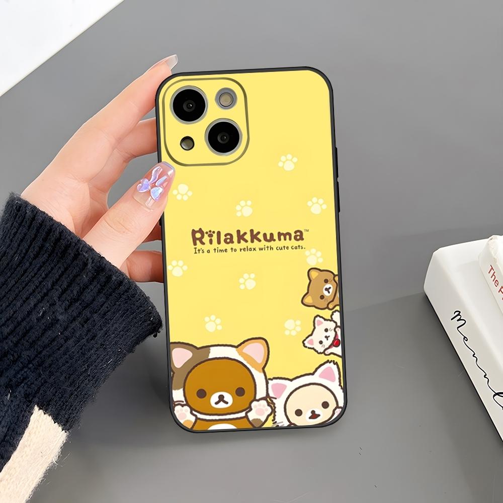 Cute Rilakkuma Bear Phone Case For Iphone 16 Plus 15 14 Pro Max 13 Mini 11 12 Xr X Xs 6 7 8 SE Plus Back Cover