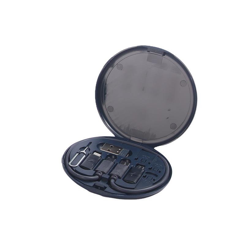 Cavo di ricarica rapida da 60 W Cavo dati USB 3 in 1 con scatola di archiviazione Adattatore di ricarica multi USB compatibile con Type-C Lightning