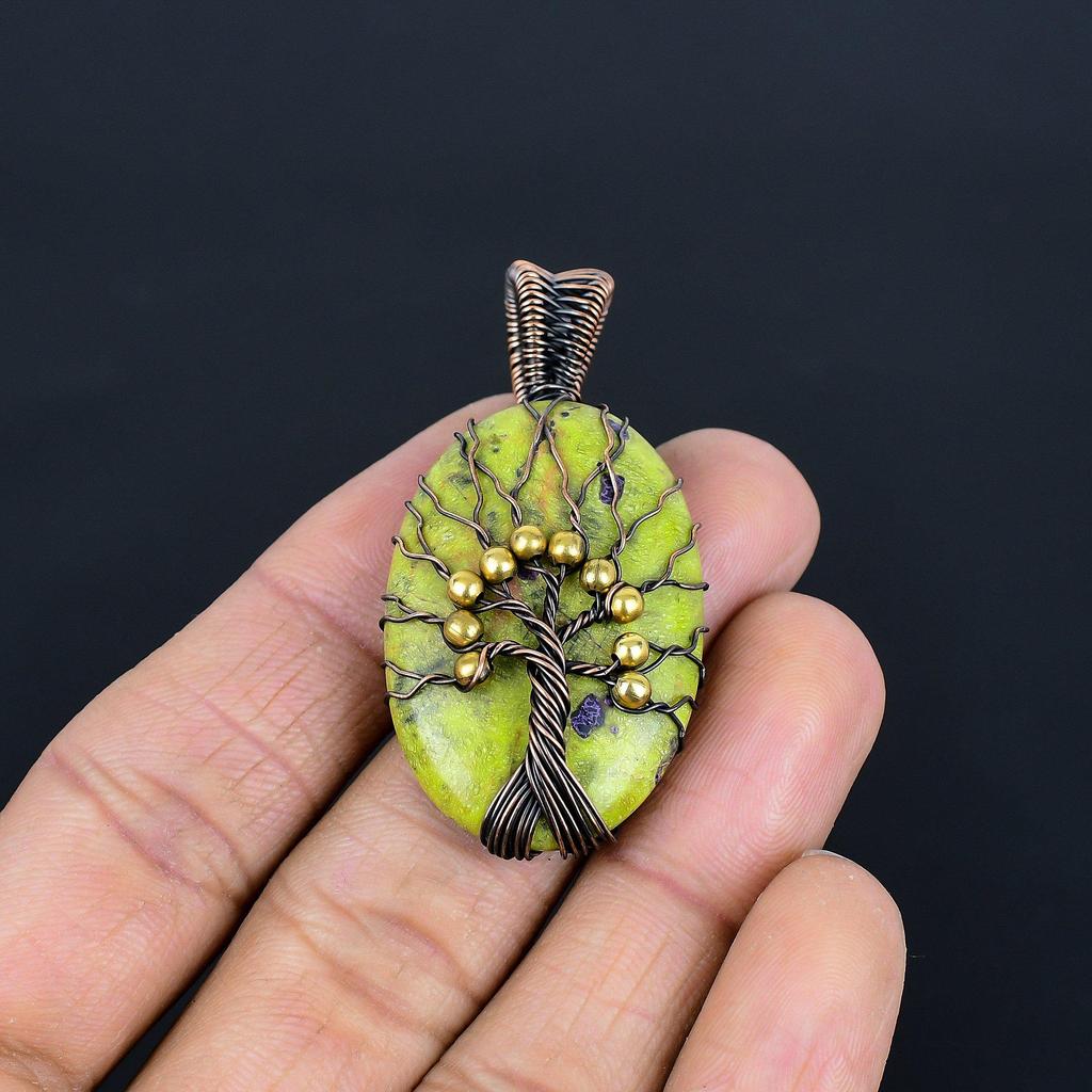 Atlantisite Handmade Latest Design Jewelry Pendant,  999 Copper Wire Wrapped Gemstone Pendant, Gift For Mother