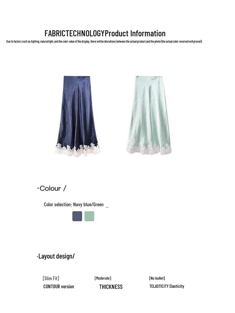 Interpret Beauty Elegant French Satin Midi Skirt for Women - Spring 2025 Collection C3582