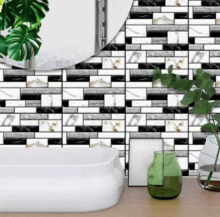 Self Stick Waterproof 3D Brick Wall Panels Vintage Design 30x30cm for Bathroom Fireplace Backsplash Home Decor
