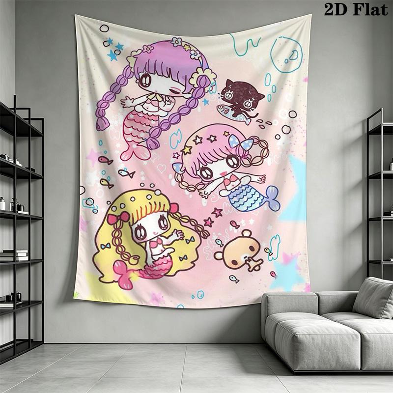 Cartoon mermaid and sea Pattern Home Decor Tapestry, Wall Hanging, Decorative RV Wall Cloth.XGT0914387
