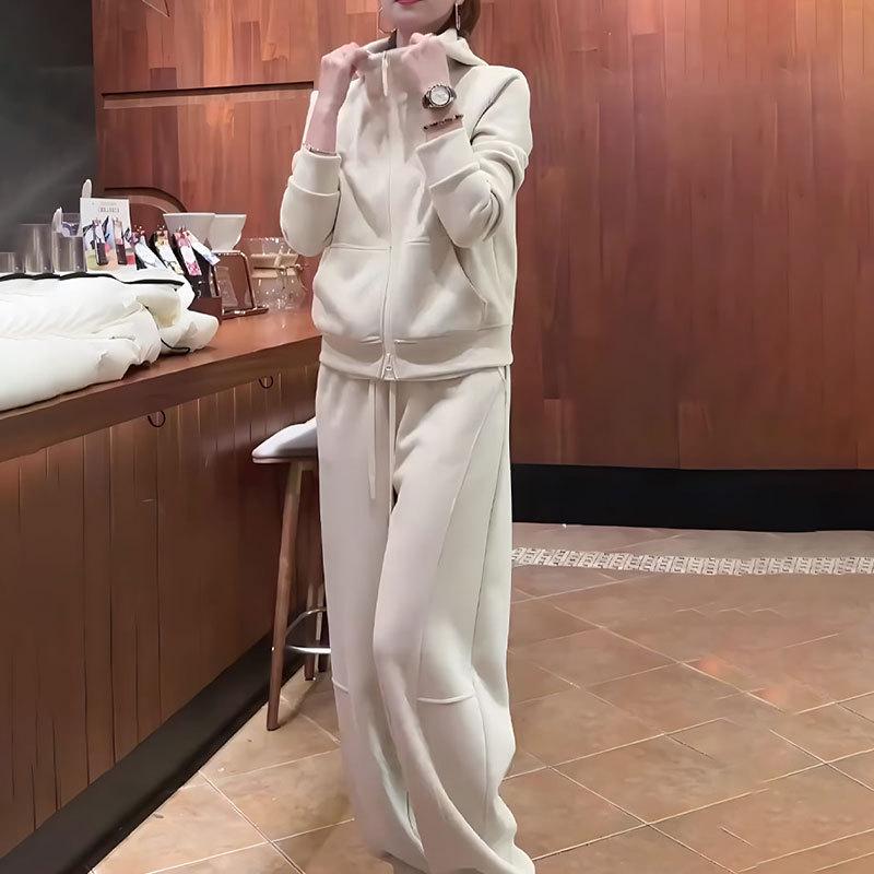 

Jo Lazy Women’s Chic Hooded Sweatshirt & Wide Leg Pants Set - 2026 Spring/Autumn Fashion Casual Wear 3XL (145-160 jin) абрикосовый