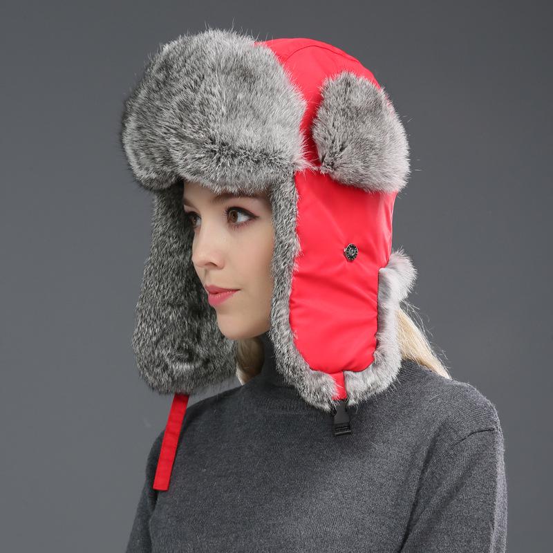 Unisex Winter Rabbit Fur Lei Feng Hat: Warm, Thick, Ear Protection for Outdoor and Skiing