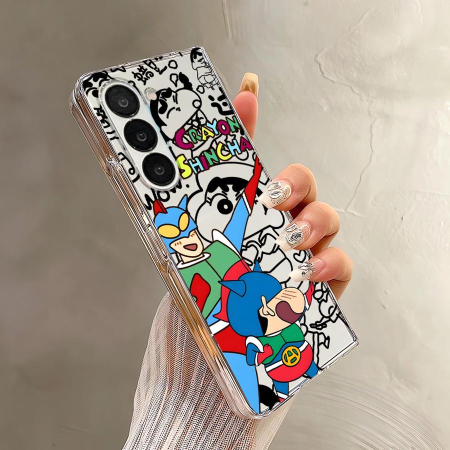 Shin Cartoon Little White Case for Samsung Galaxy ZFold7 ZFold4 ZFold6 ZFold3 ZFold5 Z Fold 7 6 5 4 3 Back Phone Cover