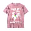 Horses Are Cool But Have You Ever Ridden A Cock T-Shirt Family Top T-Shirts Plain Tops & Tees Cotton Young Casual