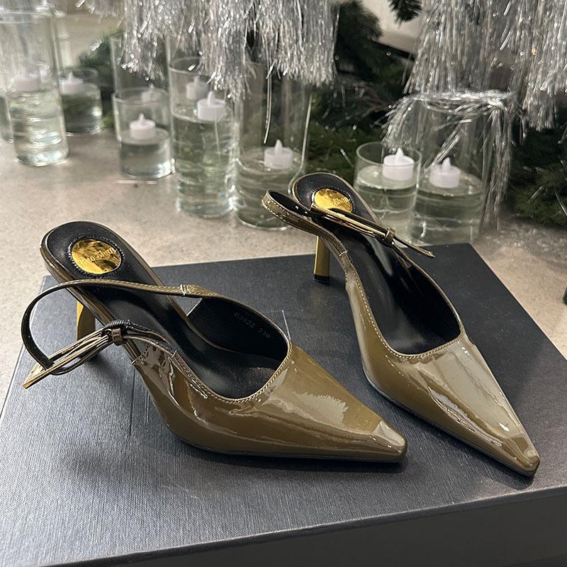 Mode Mode Metallabsätze Damen Pumps Schuhe Spitze Zehenpartie Damen Slingbacks Schnallenriemen Schuhe Partykleid Damen High Heels Schuhe