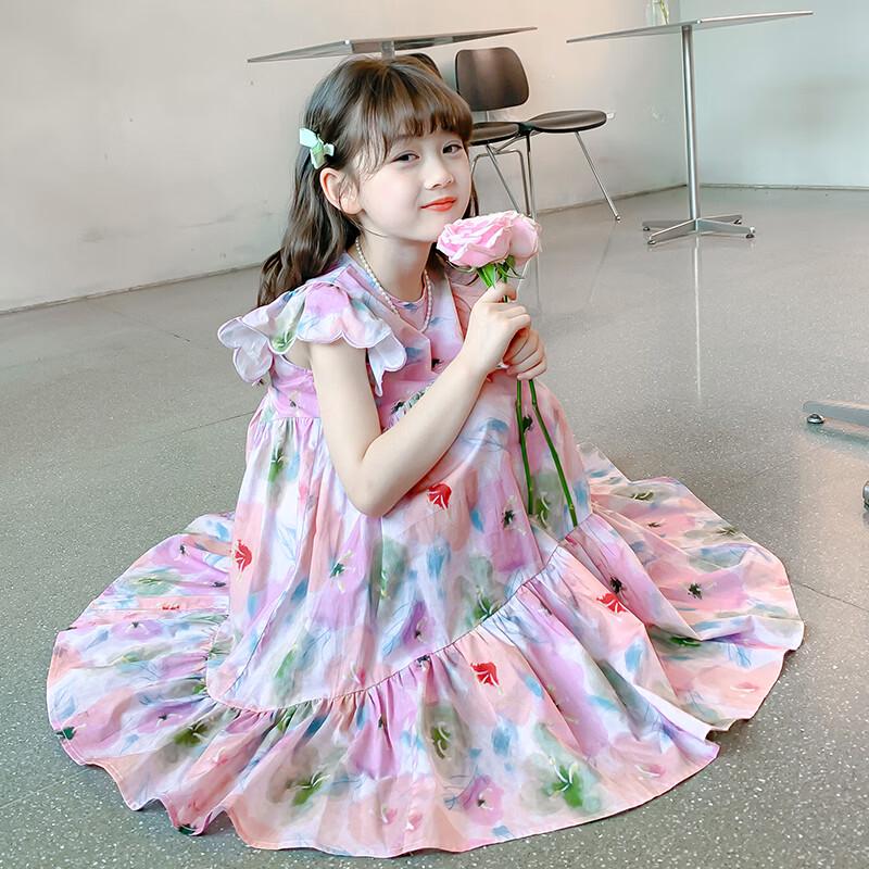Girls' Stylish Floral Summer Princess Dress