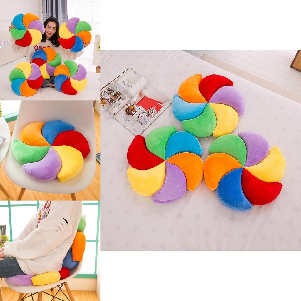 Colorful Windmill Seat Cushion With Soft Plush Cover For Office And Home Comfort