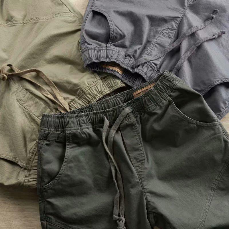 Men's Trendy Korean Solid Color Cuffed Overalls - Casual Spring/Autumn Loose Work Pants