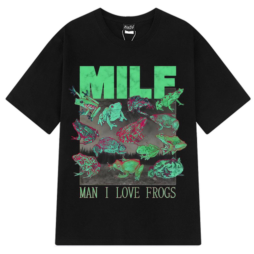 

Man I Love Frogs Funny Vintage Style Graphic Tees Men Women Fashion Clothing T-shirt Loose Casual Cotton High-quality T-shirts 4XL