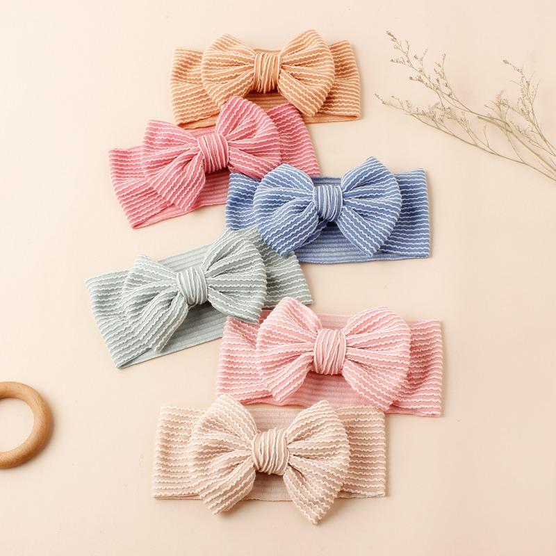Solid Color Bowknot Baby Headband Sweet Headwear Kids Girls Boutique Elastic Protect Turban Headand Baby Hair Style Accessories