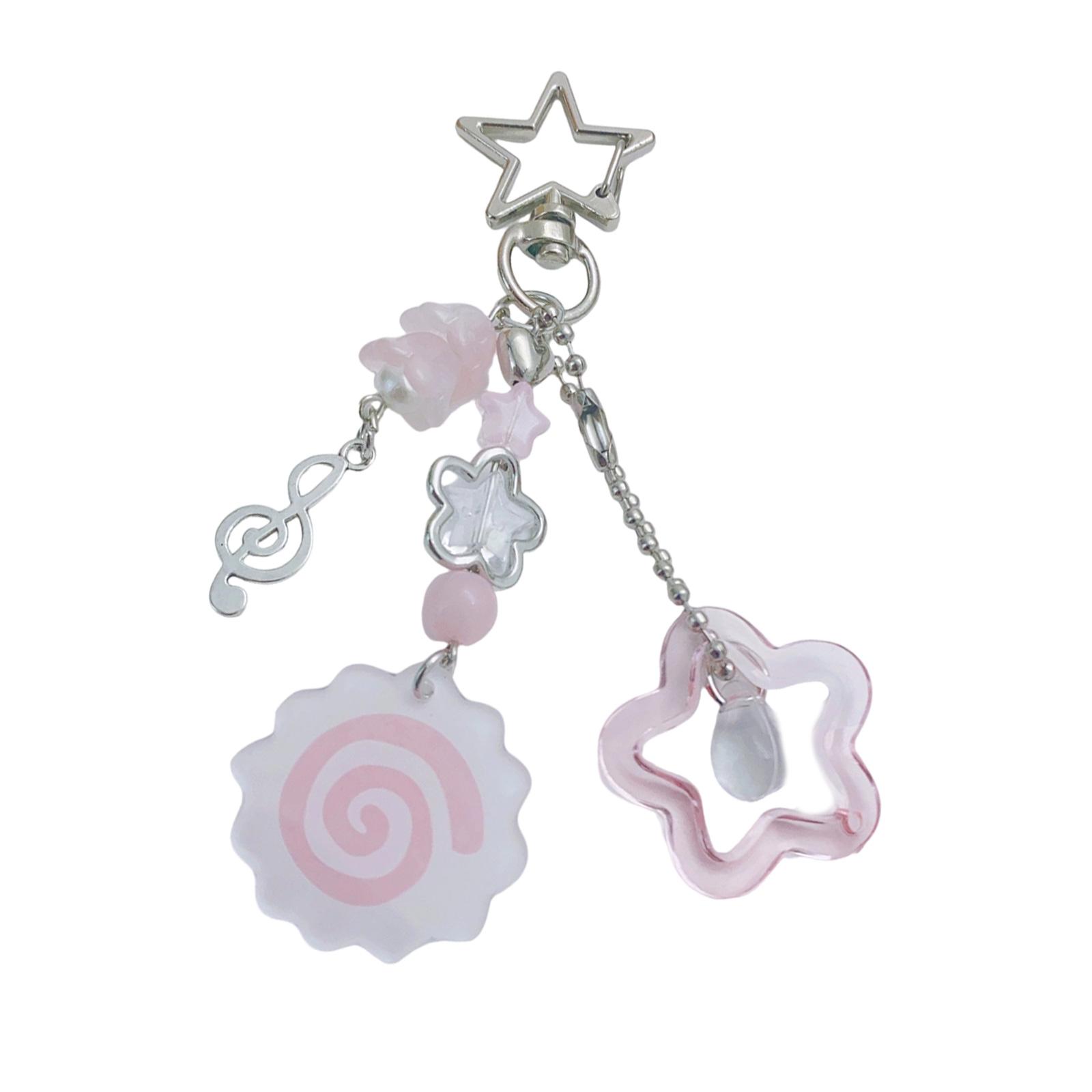 

Whimsical Star Bead Keychain With Musical Note Pendant Sturdy Nylon Thread Bag Pendant Jewelry Accessory 1