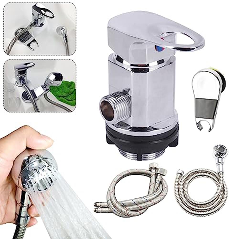 Flexibler Schlauch Wasserhahn Handbrause Mischbatterie Shampoo-Erlebnis Silber Kompletter Installationssatz Sanfter Wasserfluss