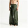 Men's Scimitar Casual Pants Summer New Chinese Men's Cotton and Linen Wide-leg Pants Large Size Retro Fashion