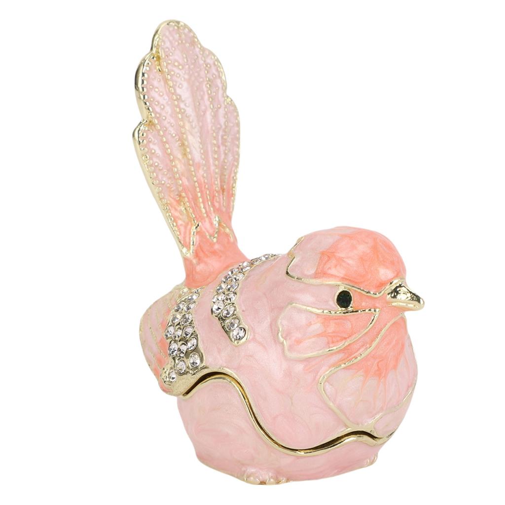 Bird Trinket Box Hinged with S Metal Enamel Jewelry Box Necklace Ear S Storage Birds Figurines Home Decor