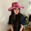 Adjustable Wide Brim Sun Hat Y2k Plaid Knight Hat Vintage Western Cowboy Hat  for Male Female