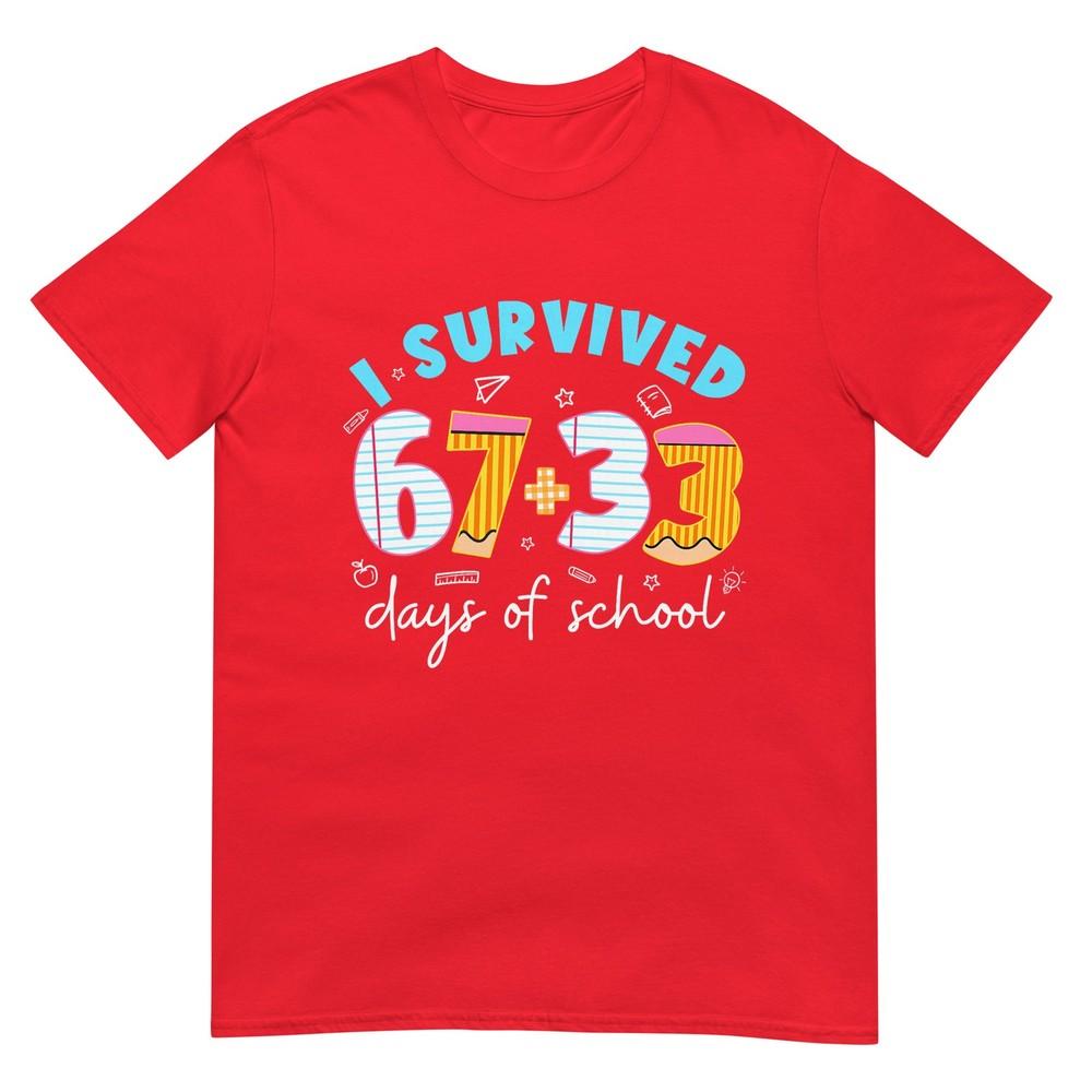 I Survived 67 33 Days Of School For Teacher Kids 100th Days Tshirt S