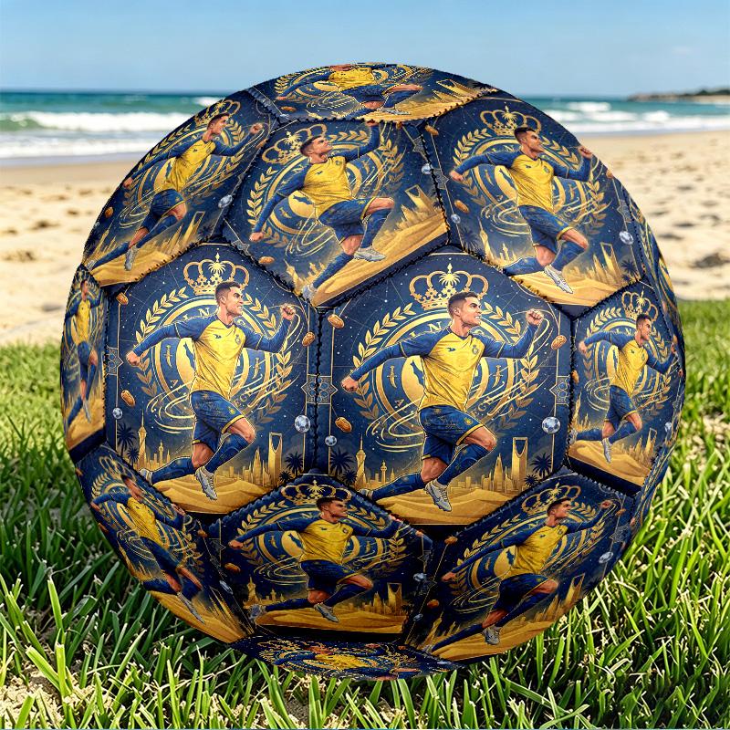 Cristiano Ronaldo Print Size 5 Soccer Ball, PU Wear Resistant Football for Match Training and Daily Practice, Birthday Gift for Soccer Fans