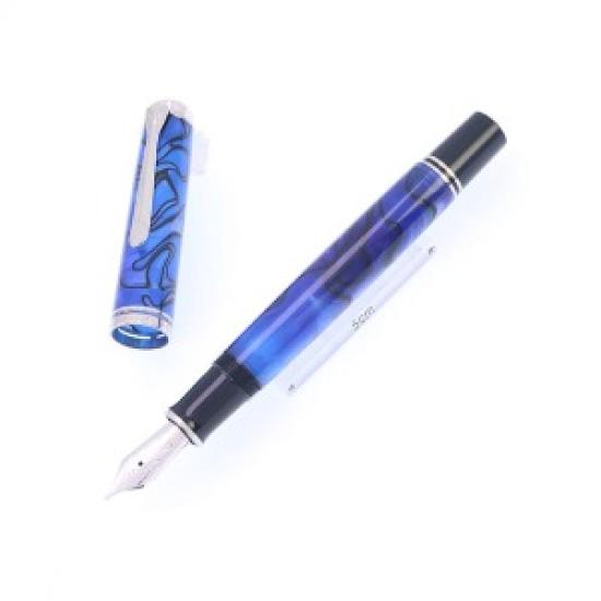 USED Pelikan Souverän M805 Blue Dunes Fountain Pen F Nib