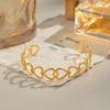 Gold Color Square Link Bracelet Hollow Out Women Bangle Open Cuff Bracelet  Wedding Jewelry Gift