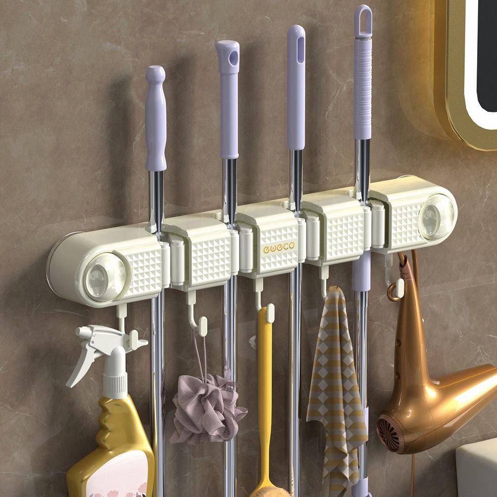 Wall Hanging Mop Clip Rack Plastic Broom Mop Holder Practical Broom Hanger Bathroom