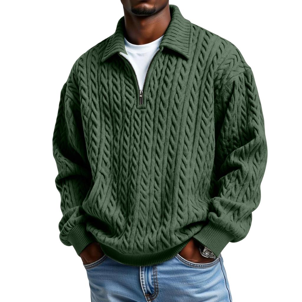 Men's  Sports  Leisure  Print  Flip   Collar  And   A   Half  Zipper  Hoodie