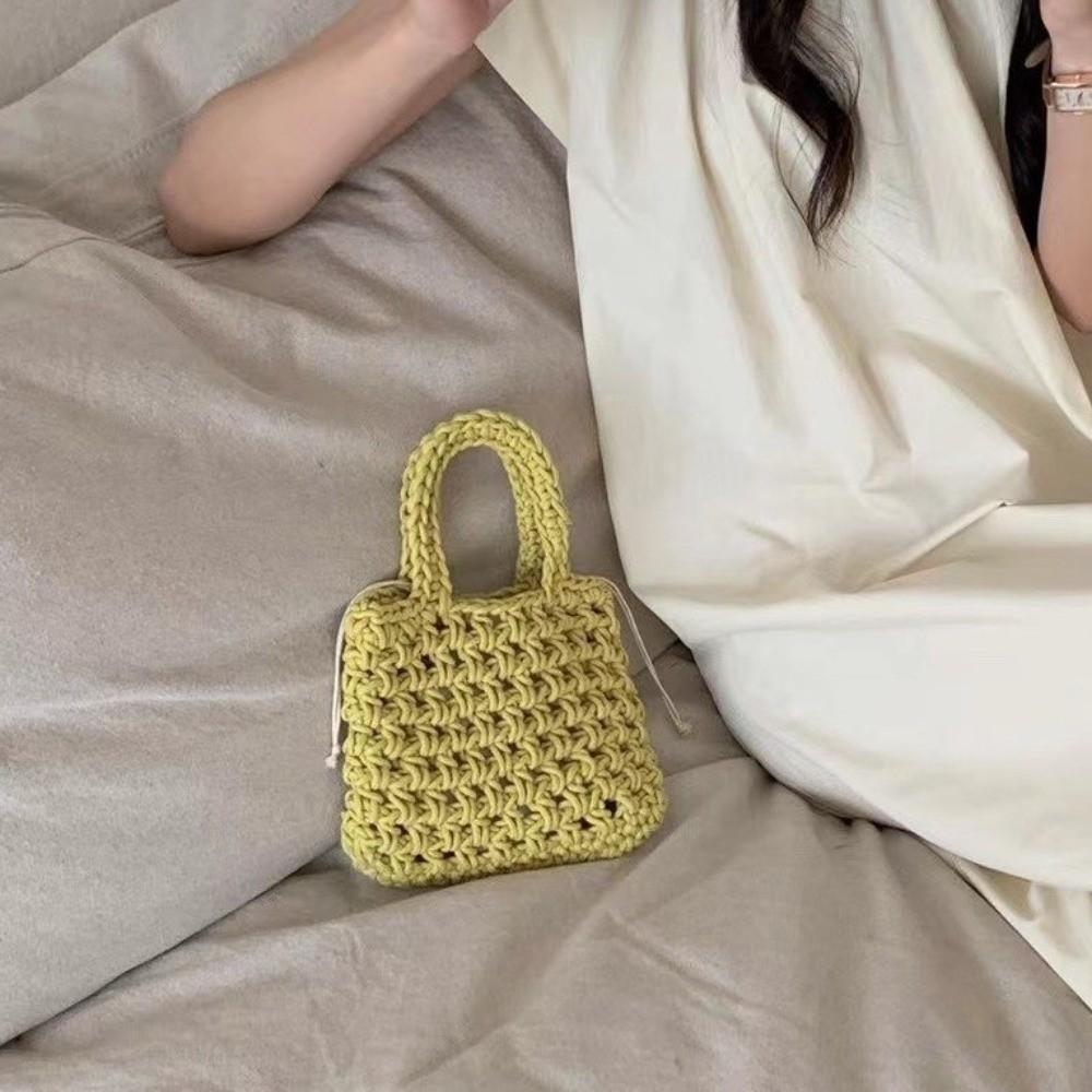 Exquisite Woven Tote Handbag Bohemian Hollowed Out Beach Bag Fashion Crochet Knitted Bag  Travel