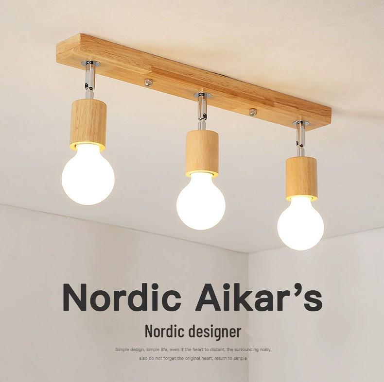 

Светодиодный трековый светильник из массива дерева для Юго-Восточной Азии для ванных комнат, туалетных столиков, ресторанов, потолков, коридоров, проходов и стен. Triple Head