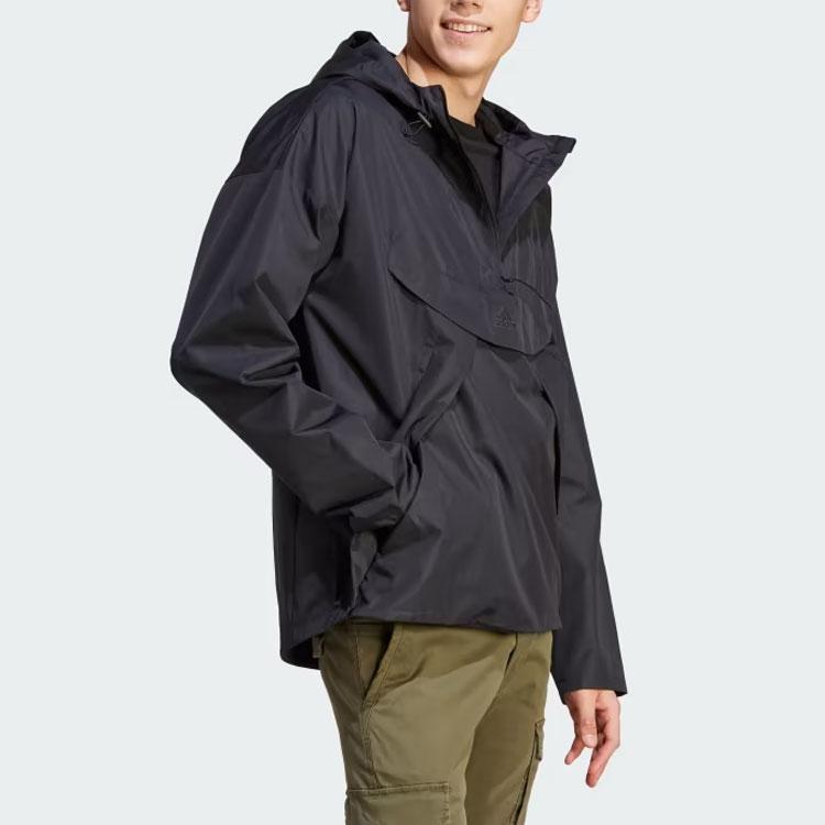 Adidas City Escape Windbreaker Solid Color Long Sleeve Hooded Jacket Men Jacket Black IA3086
