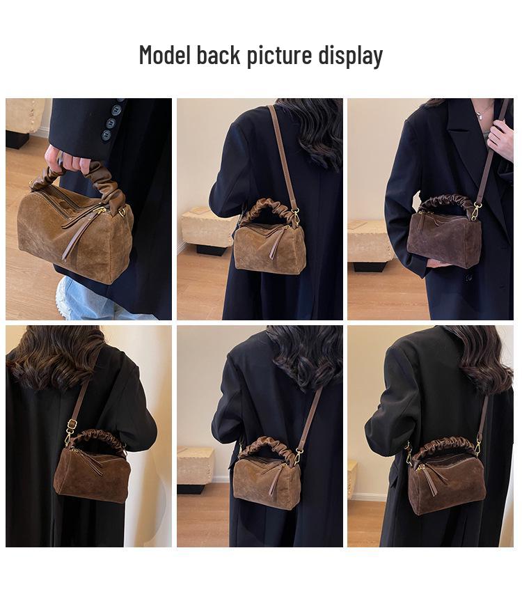 Meilaide Suede Pillow Bag: 2024 Autumn/Winter Versatile Crossbody for Commute, Large Capacity, Single Shoulder Wear.