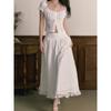 Bai Zhi Jasmine French Style Palace Style Temperament Design Sense Gentle Atmosphere Sense Top + Lace Skirt Two-piece Set