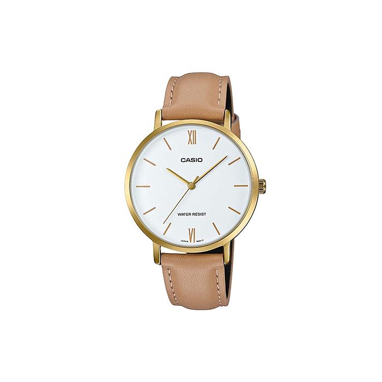 CASIO Women s Standard Series White Watch LTP-VT01GL-7B LTP-VT01GL-7B Brown Strap