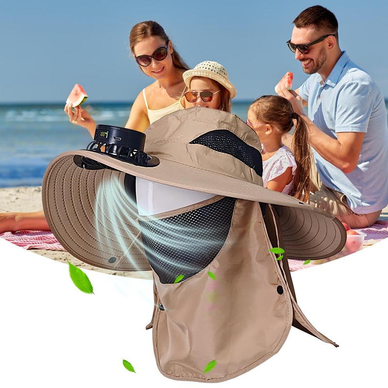 Fisherman Hat USB Wide Brim Sun Hat With Solar Powered Fans Breathable Anti-UV Waterproof Headwear For Beach Outdoor fishing