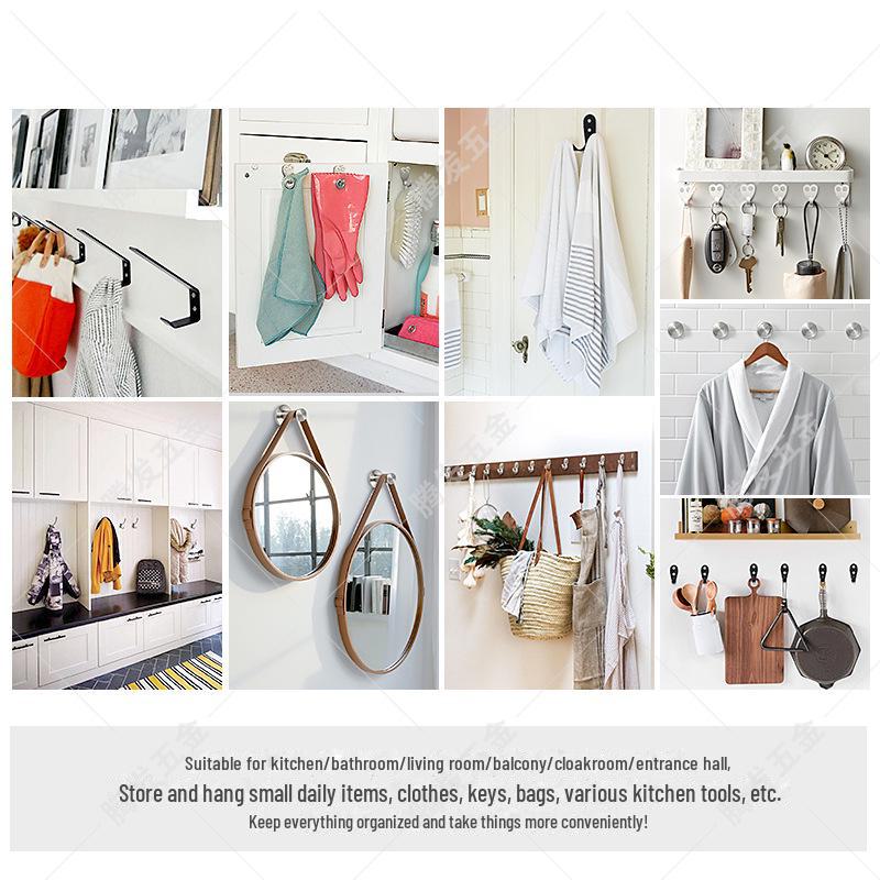 Black Stainless Steel Wall-Mounted Hook for Bathroom, Kitchen, or Door