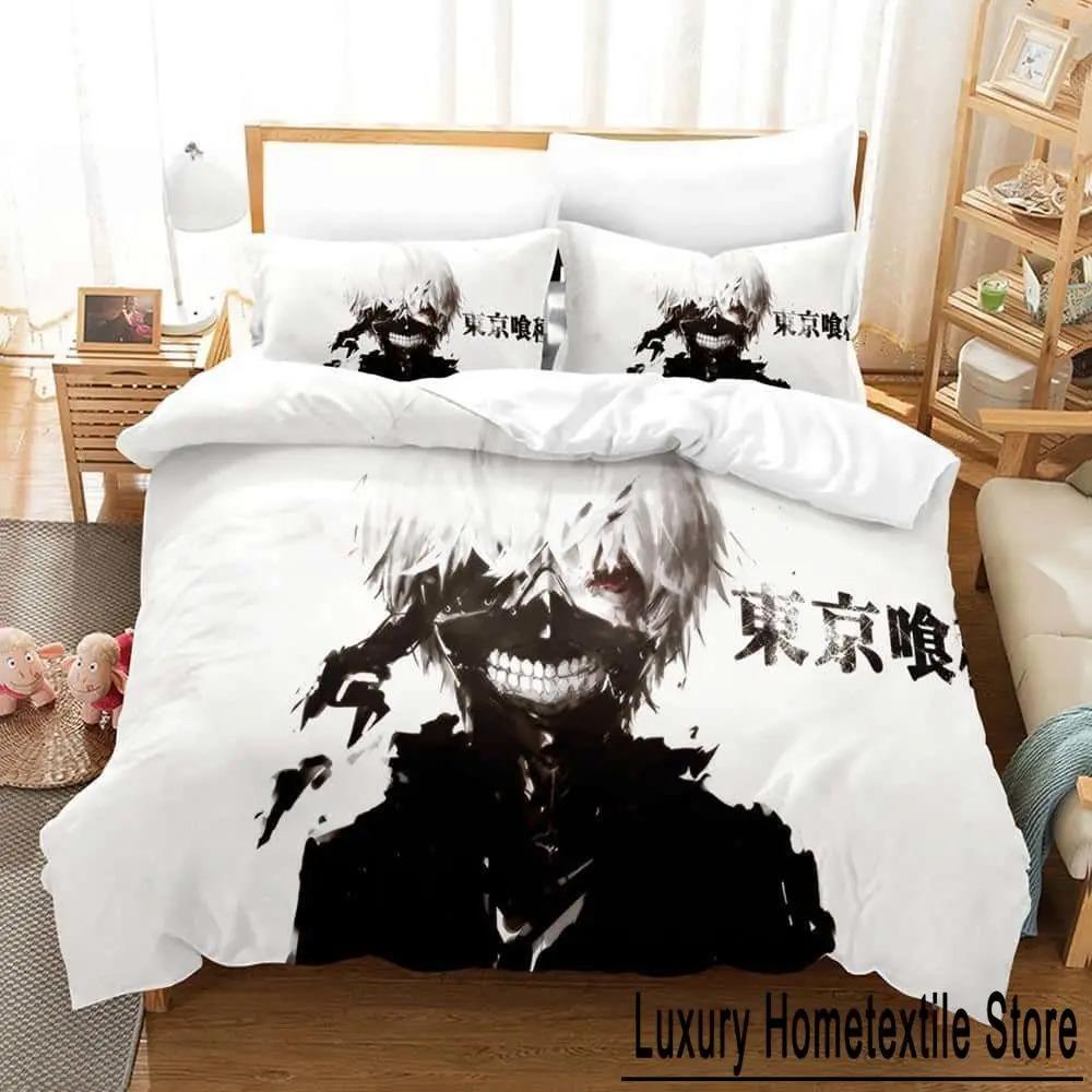 

3D Print Anime Bed Sheet Set Tokyo Ghoul Bedding Set Single Twin Full Queen King Size Bed Set Aldult Kid Bedroom Duvetcover Sets Tool 70x133cm 2pcs
