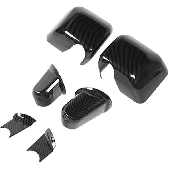 ABS Car Rear Rearview Mirror Shell Base Decoration Cover Compatible For Jeep Wrangler JK 2007-2017 Exterior Accessories(Carbon Fiber Grain)
