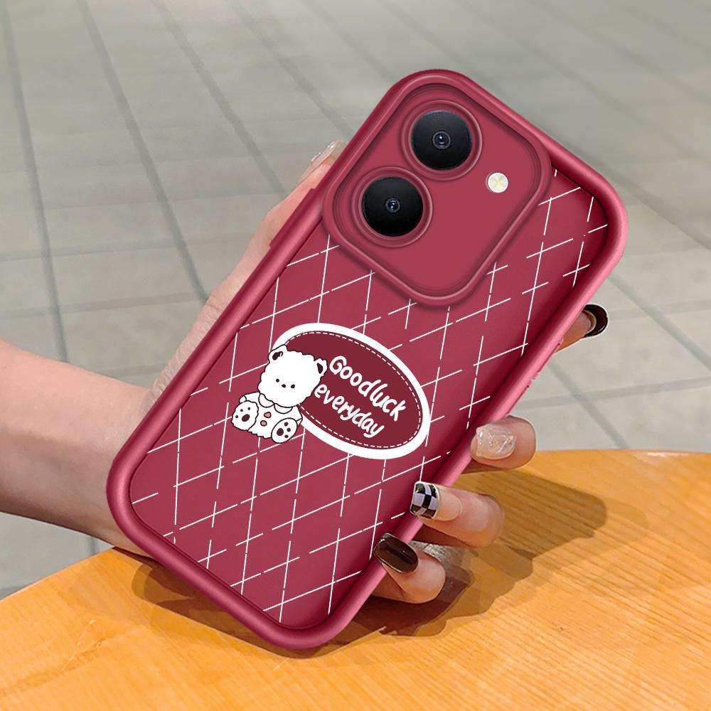 Soft Silicone Square Ladder Printing Pattern Phone Casing Full Cover Camera Shockproof Protection Rubber Case for Vivo