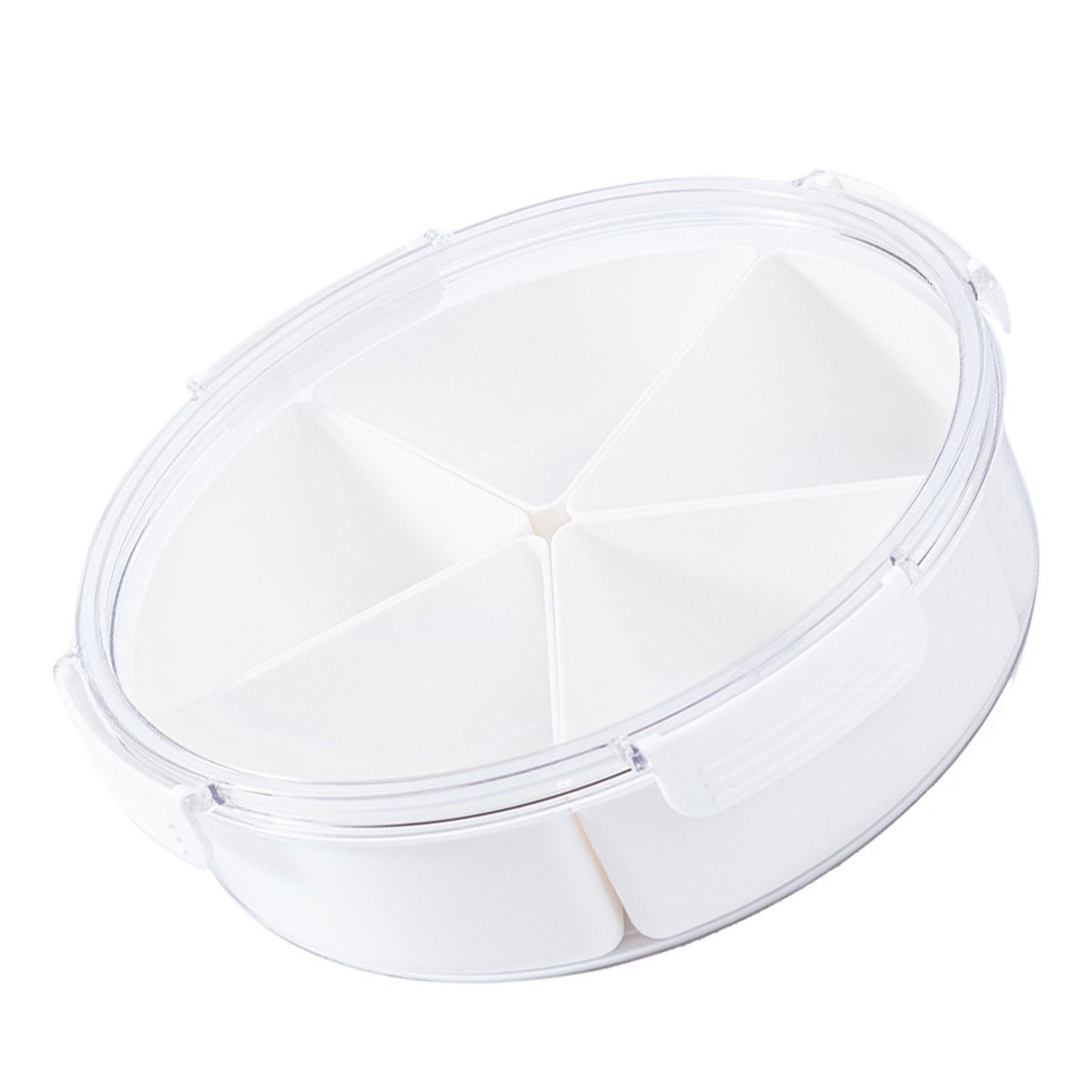 

4 Compartment Snack Box Transparent Multifunctional Tight Sealing Divided Food Storage Containers for Office Round