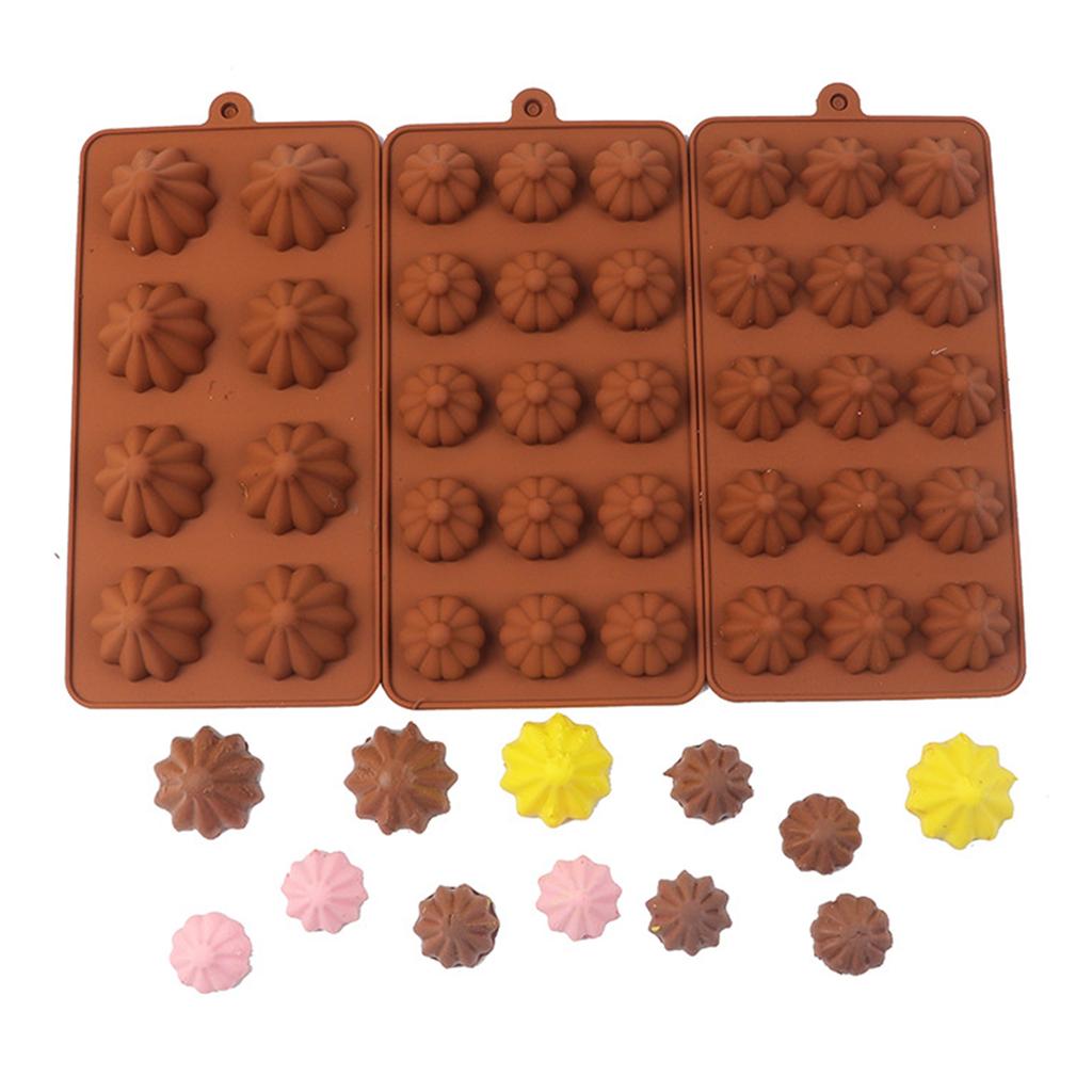 15 Cells Flower-Shaped Chocolate Ice Mold Silicone Cake Decor Mold DIY Baking To