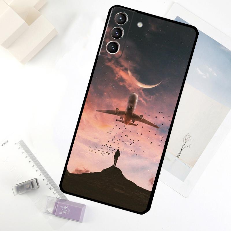 Plane Fly Your Dreams Phone Case For Samsung Galaxy S24 FE S23 Ultra S21 S22 S25 S26 Ultra S10 Plus S20 FE Cover