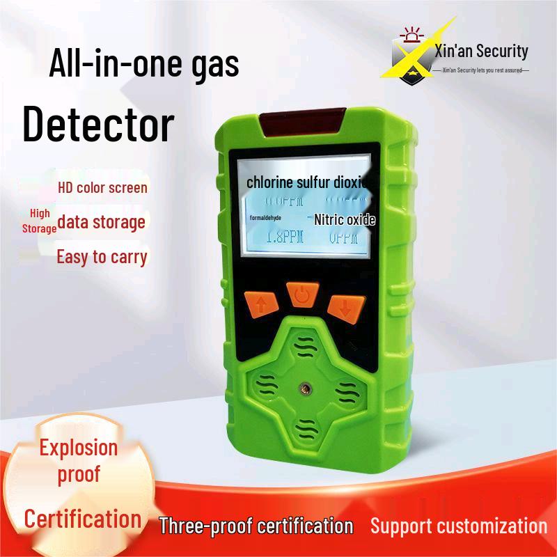 4-in-1 Portable Gas Detector: Oxygen, Carbon Monoxide, Hydrogen Sulfide, Ammonia, Chlorine.