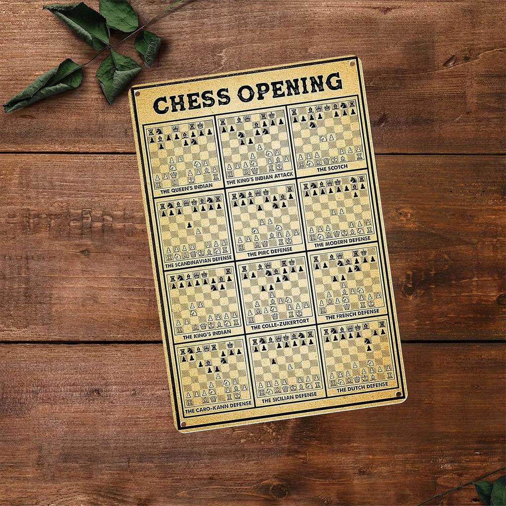 Metal Tin Sign Poster for Game Room Chess Players Decor 8x12 Inch