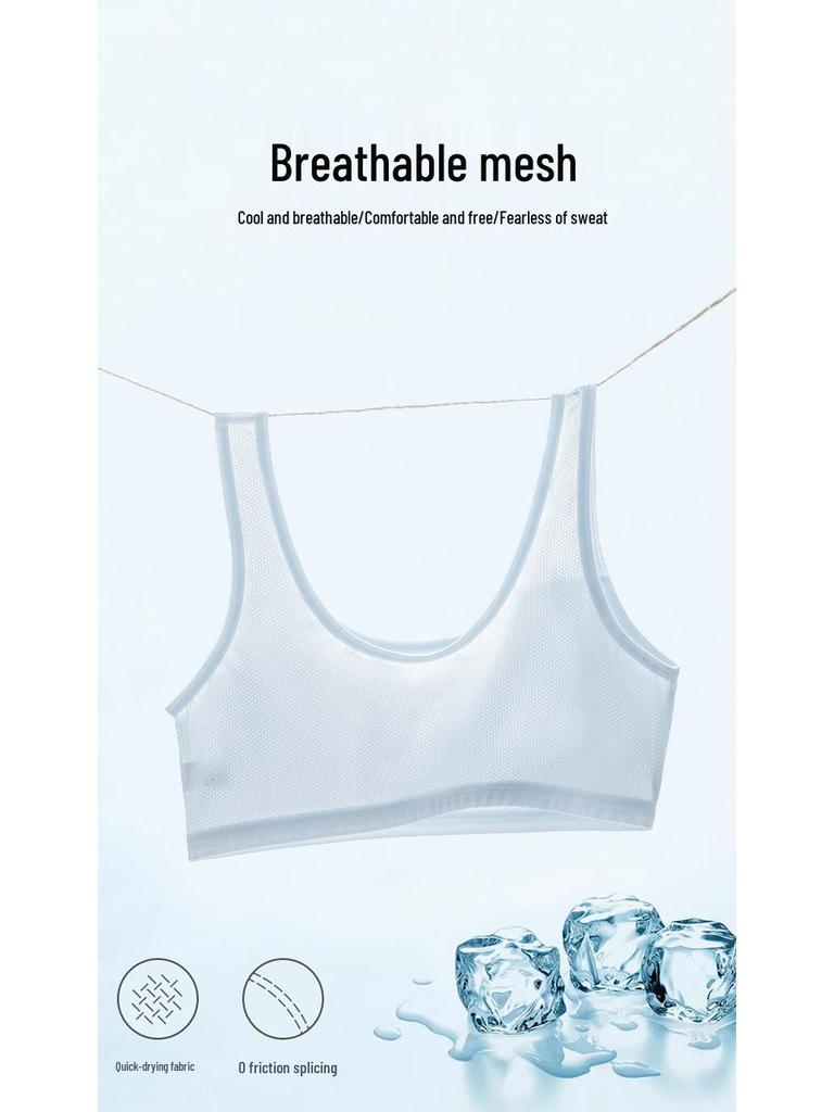 Girls' Cotton Sports Bra with Fixed Cups - Youth Vest