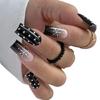 24 Pcs Winter Christmas False Nail Rhinestones Press On Nail Snowflake Full Cover Stick On Nail Manicures Supplies